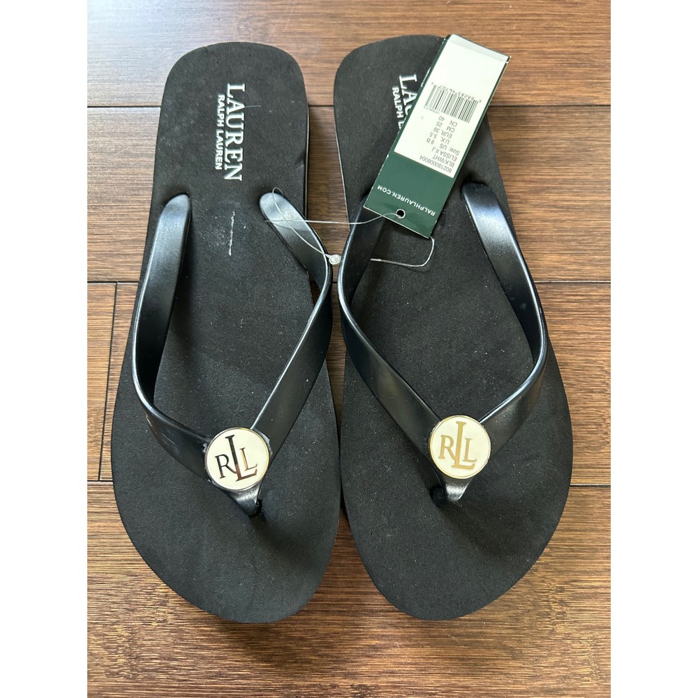 Lauren Ralph Lauren Elissa II J Black Flip Flop Sandals Women's Size 8 B NWT
